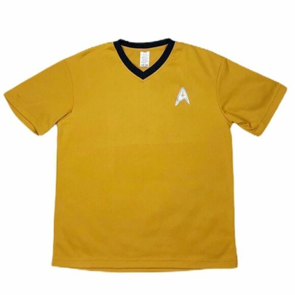 Star Trek Yellow V-Neck Shirt Captain Kirk Kellogg's‎ Promotional 2009 Sz Medium